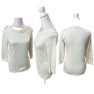 Banana Republic Cream Knit 3/4 Sleeve Boat Neck Sweater Size XS